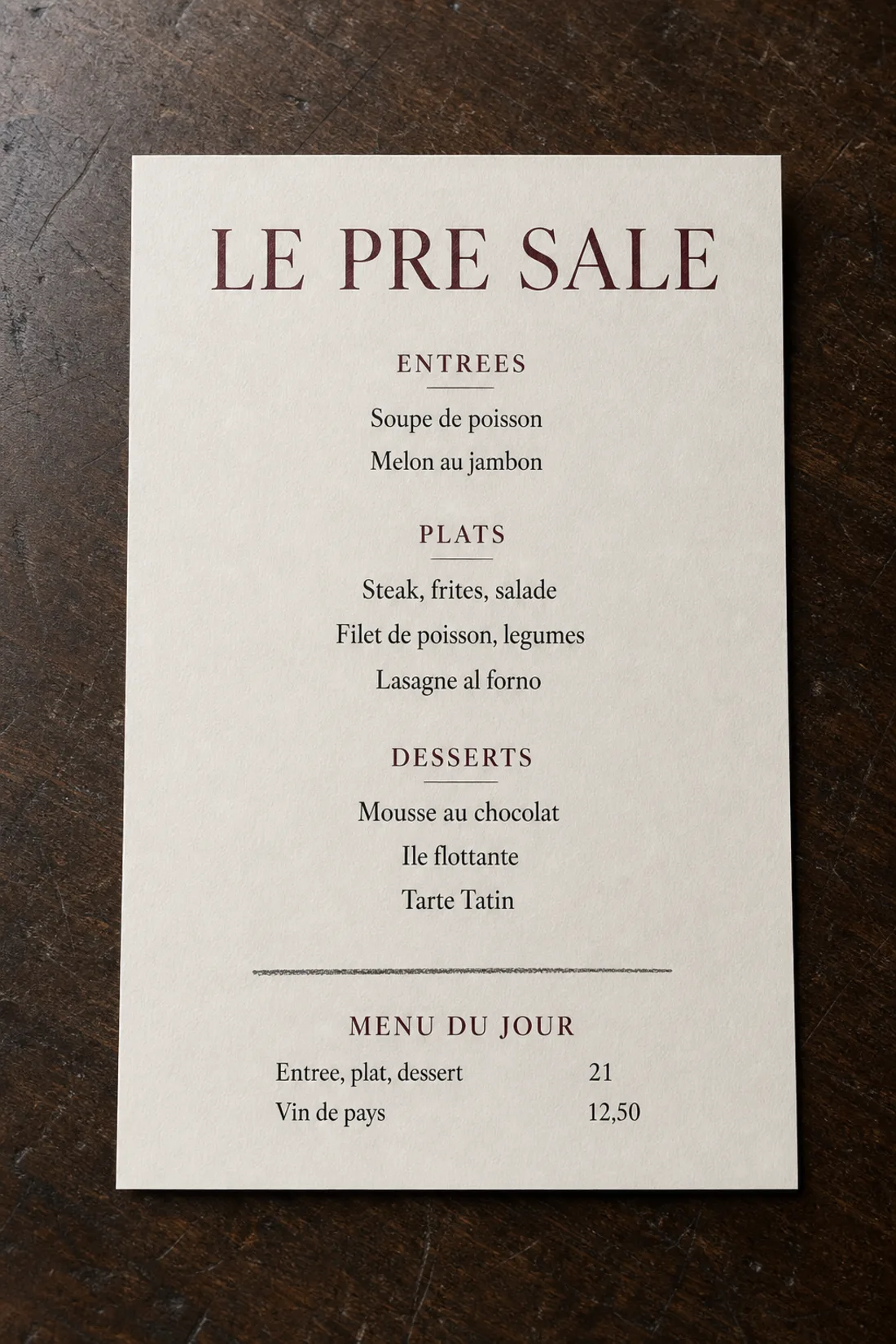La même carte, redessinée et imprimée sur papier crème